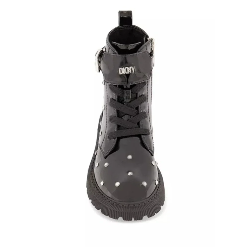 DKNY Big Girls Black Ava Dila Moto Side‎ Zipper Boots NIB Size 5